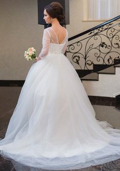 Свадебное платье L53600. С пышной юбкой, длинное со шлейфом.