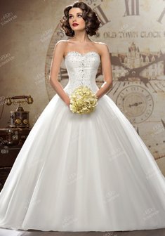 Свадебное платье Д53718. С пышной юбкой, длинное без шлейфа.