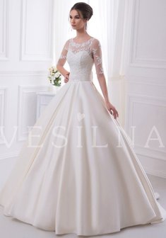 Свадебное платье Д53723. А-силуэт, длинное без шлейфа.