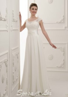 Свадебное платье Д53725. С прямой юбкой, длинное без шлейфа.