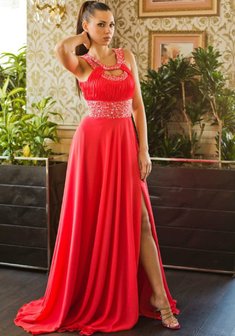 Вечернее платье Д53734. В греческом стиле, длинное со шлейфом.