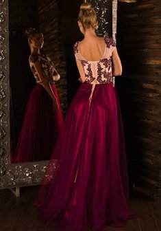 Вечернее платье Д53737. А-силуэт, длинное со шлейфом.